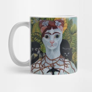 Frida portrait with Thorn Necklace and Hummingbird Mug